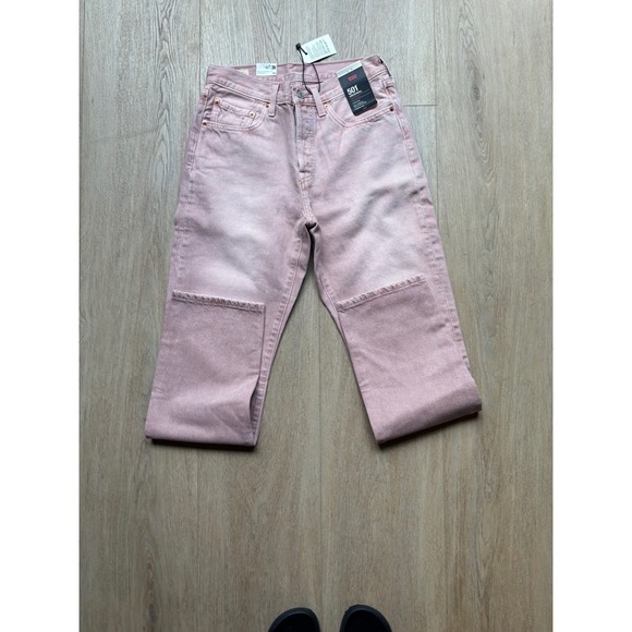 Levis 501 Original High Rise Straight Leg Jeans Pink Sun Faded Wash NWT - Picture 7 of 7